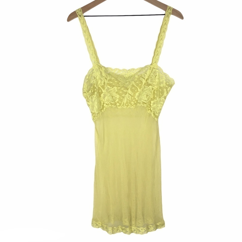 VICTORIA’S SECRET Babydoll Slip Lingerie Nightie Lace Mesh Floral Yellow Small